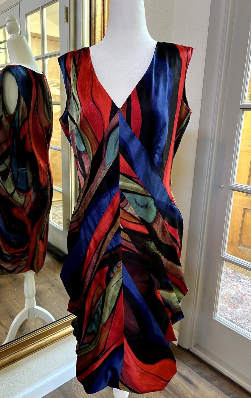 Women's Cocktail Evening Dress Sleeveless Multicolor Size 14 Pamela Fit
